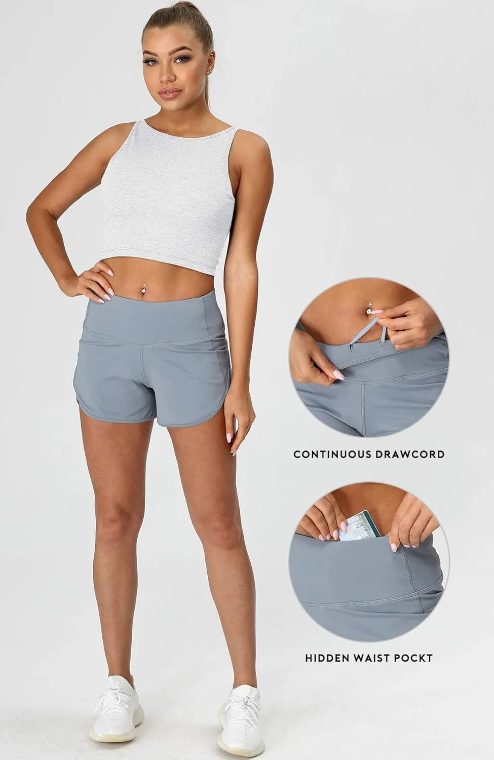 icyzone Women's Quick-Dry Athletic Running Workout Yoga Shorts - 3 Inches