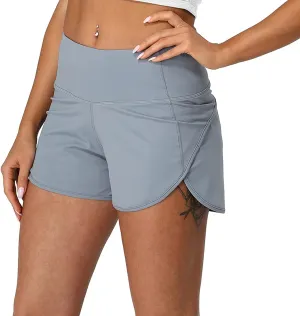 icyzone Women's Quick-Dry Athletic Running Workout Yoga Shorts - 3 Inches