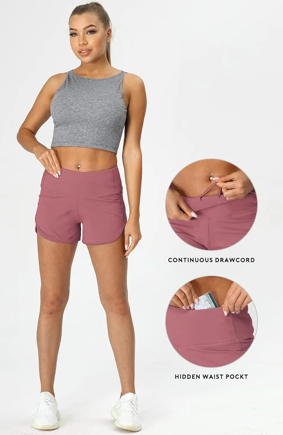 icyzone Women's Quick-Dry Athletic Running Workout Yoga Shorts - 3 Inches