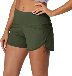 icyzone Women's Quick-Dry Athletic Running Workout Yoga Shorts - 3 Inches