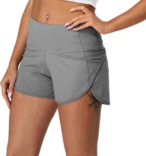 icyzone Women's Quick-Dry Athletic Running Workout Yoga Shorts - 3 Inches