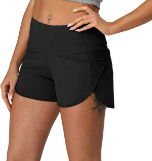 icyzone Women's Quick-Dry Athletic Running Workout Yoga Shorts - 3 Inches