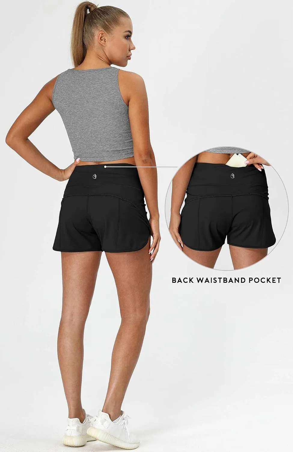 icyzone Women's Quick-Dry Athletic Running Workout Yoga Shorts - 3 Inches