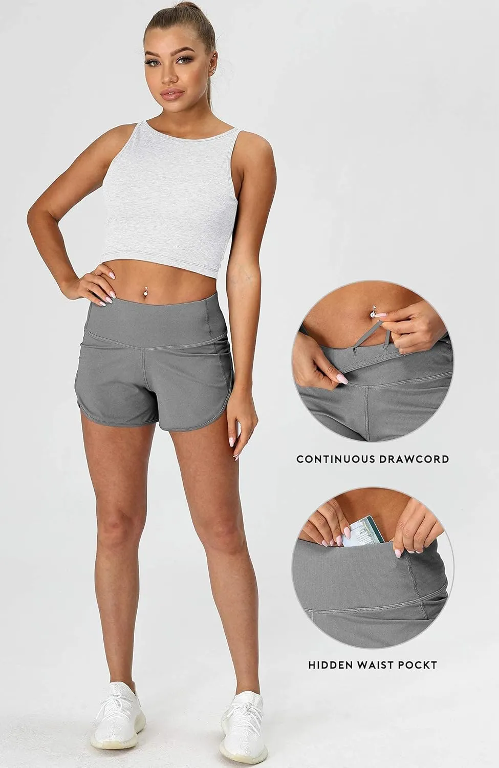 icyzone Women's Quick-Dry Athletic Running Workout Yoga Shorts - 3 Inches