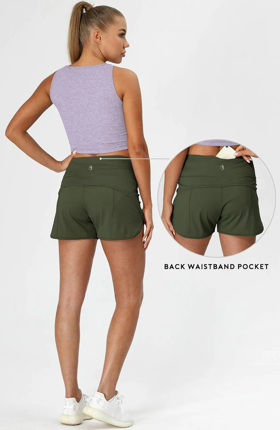 icyzone Women's Quick-Dry Athletic Running Workout Yoga Shorts - 3 Inches
