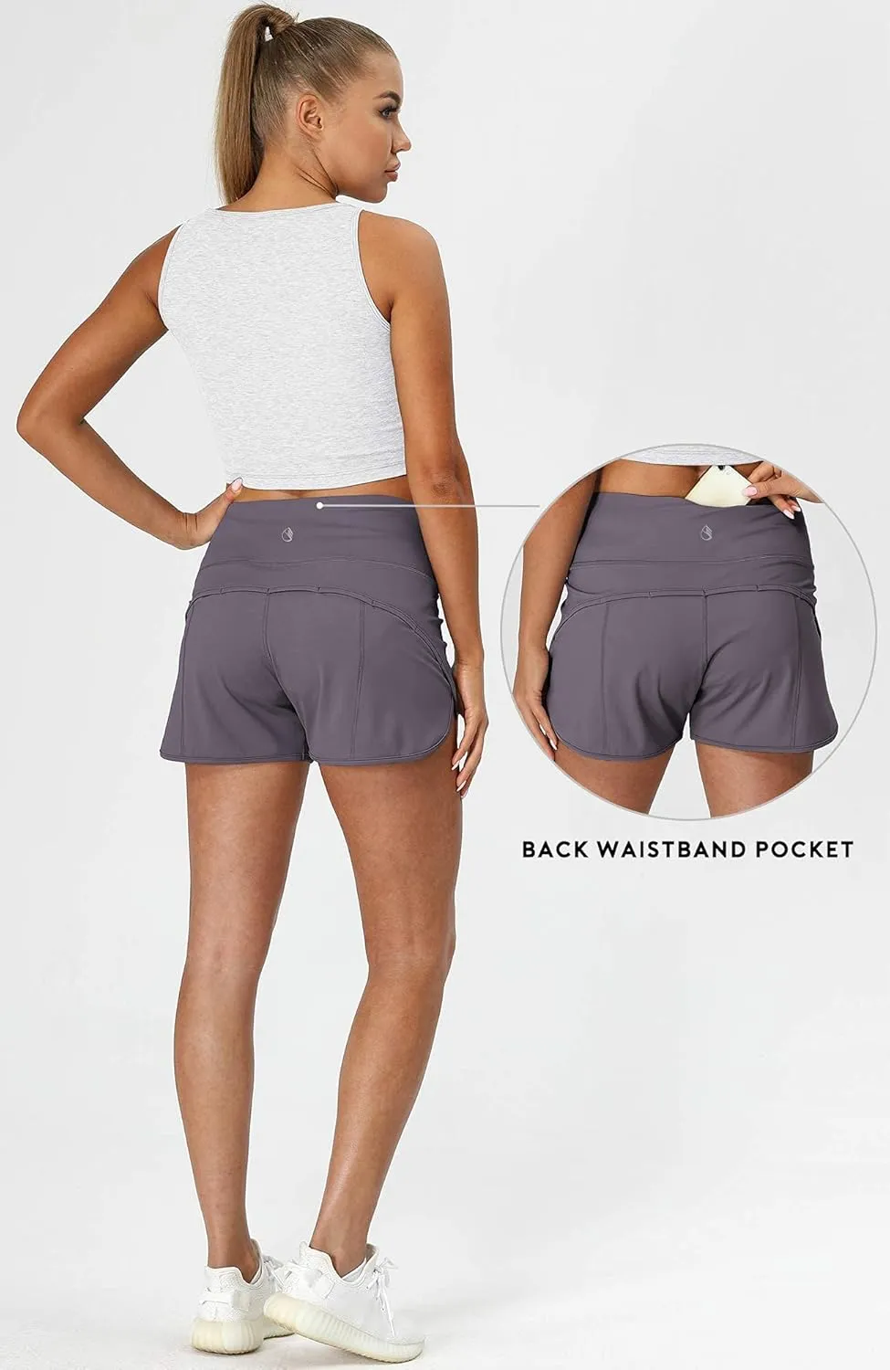 icyzone Women's Quick-Dry Athletic Running Workout Yoga Shorts - 3 Inches