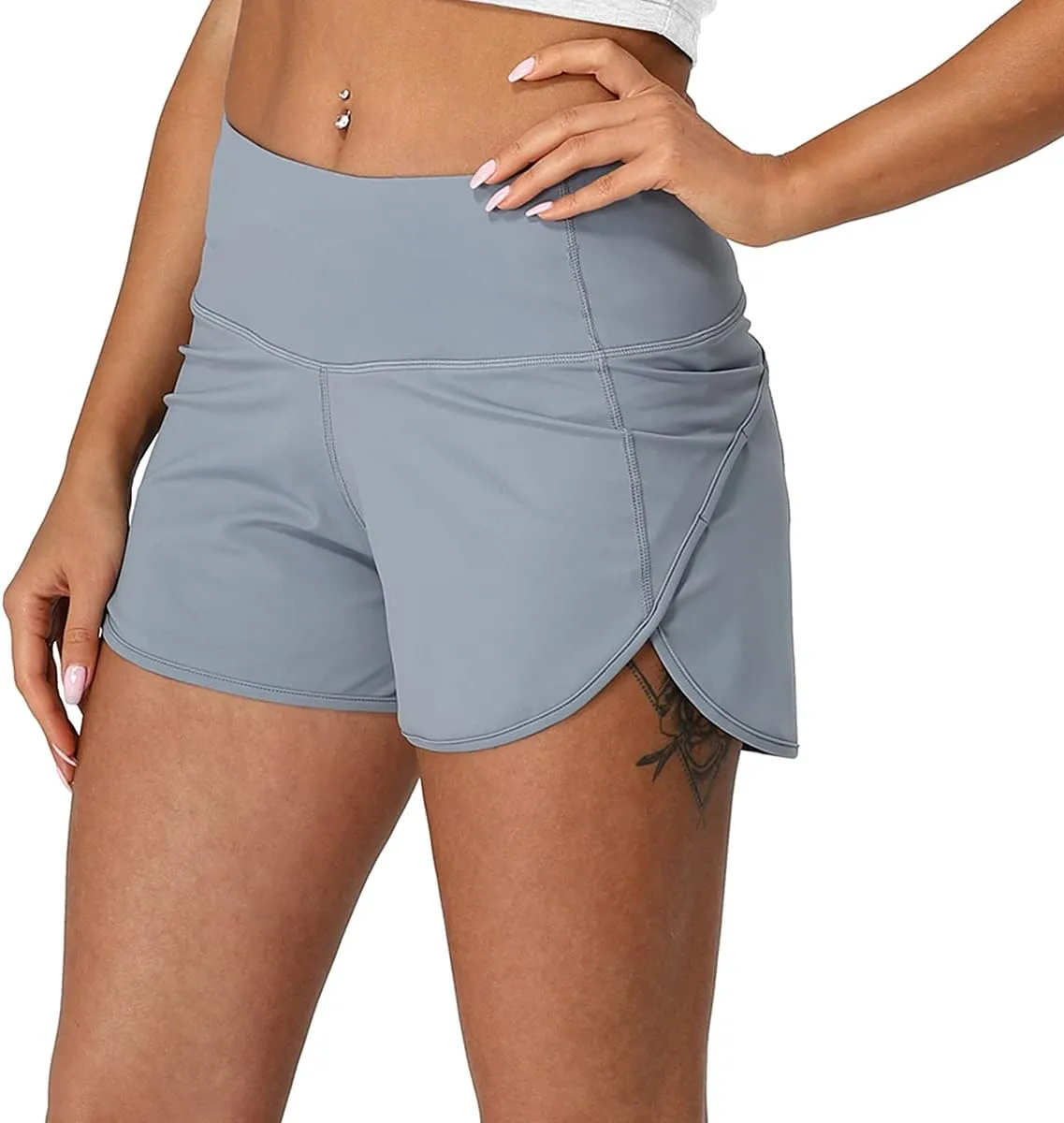 icyzone Women's Quick-Dry Athletic Running Workout Yoga Shorts - 3 Inches
