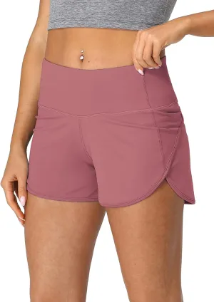 icyzone Women's Quick-Dry Athletic Running Workout Yoga Shorts - 3 Inches