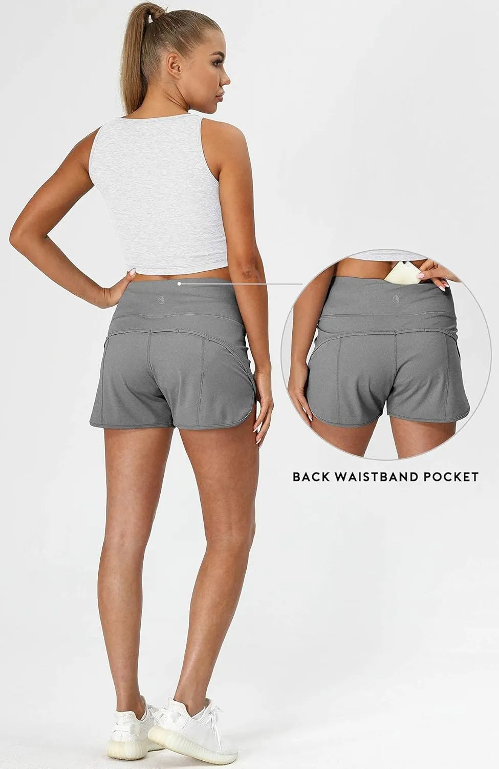 icyzone Women's Quick-Dry Athletic Running Workout Yoga Shorts - 3 Inches