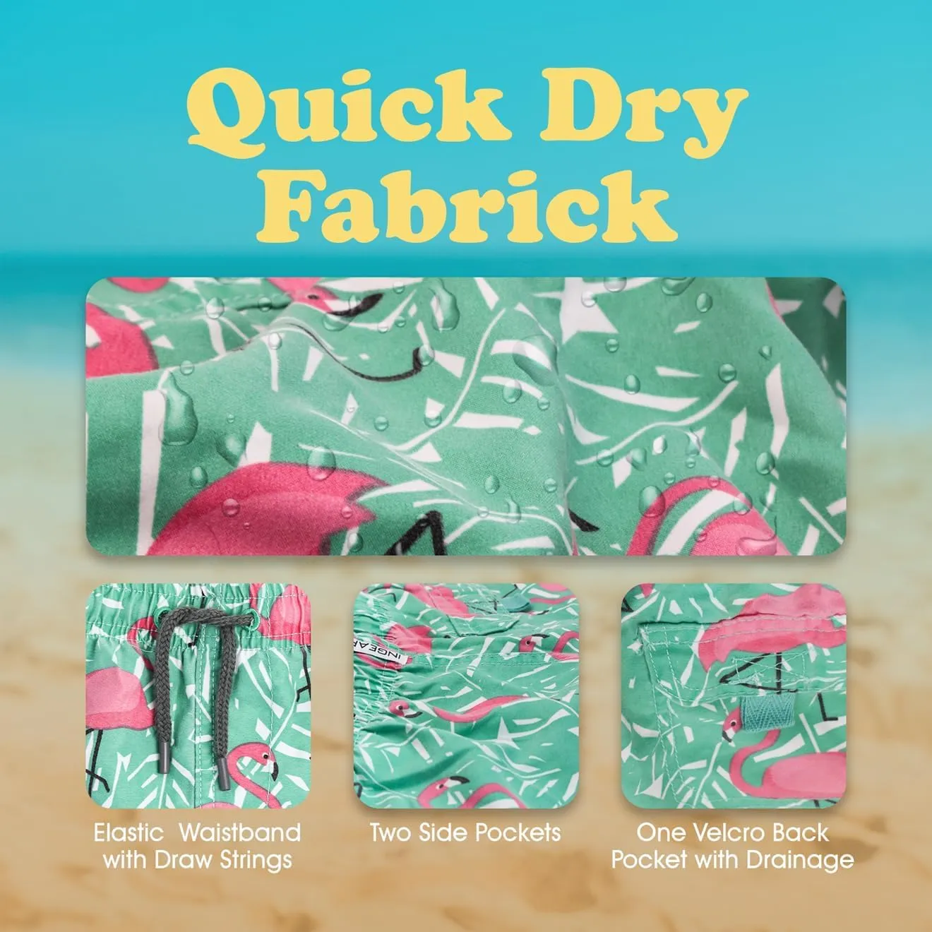 INGEAR Little Boys Quick Dry Beach Board Shorts Kids Swim Trunk Swimsuit Beach Shorts Swim Trunk for Boys