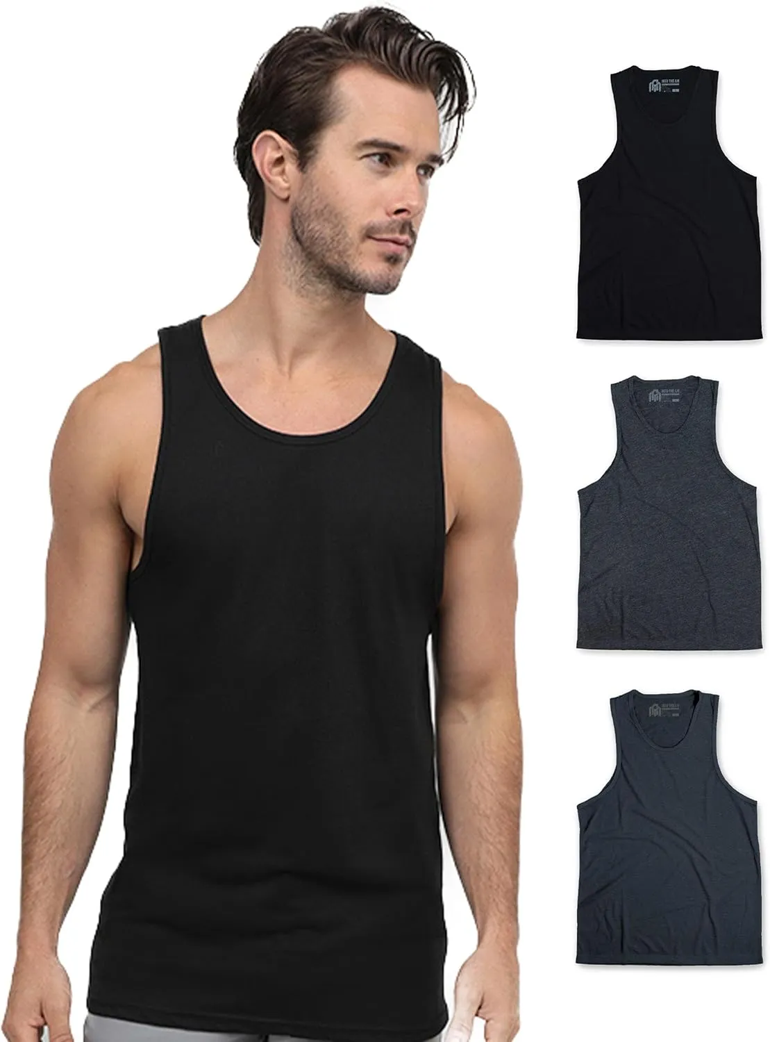 INTO THE AM Premium Basic Tank Tops for Men - Beach Workout Muscle Tanks S - 2XL