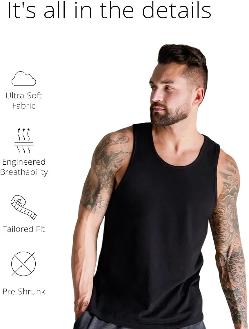 INTO THE AM Premium Basic Tank Tops for Men - Beach Workout Muscle Tanks S - 2XL