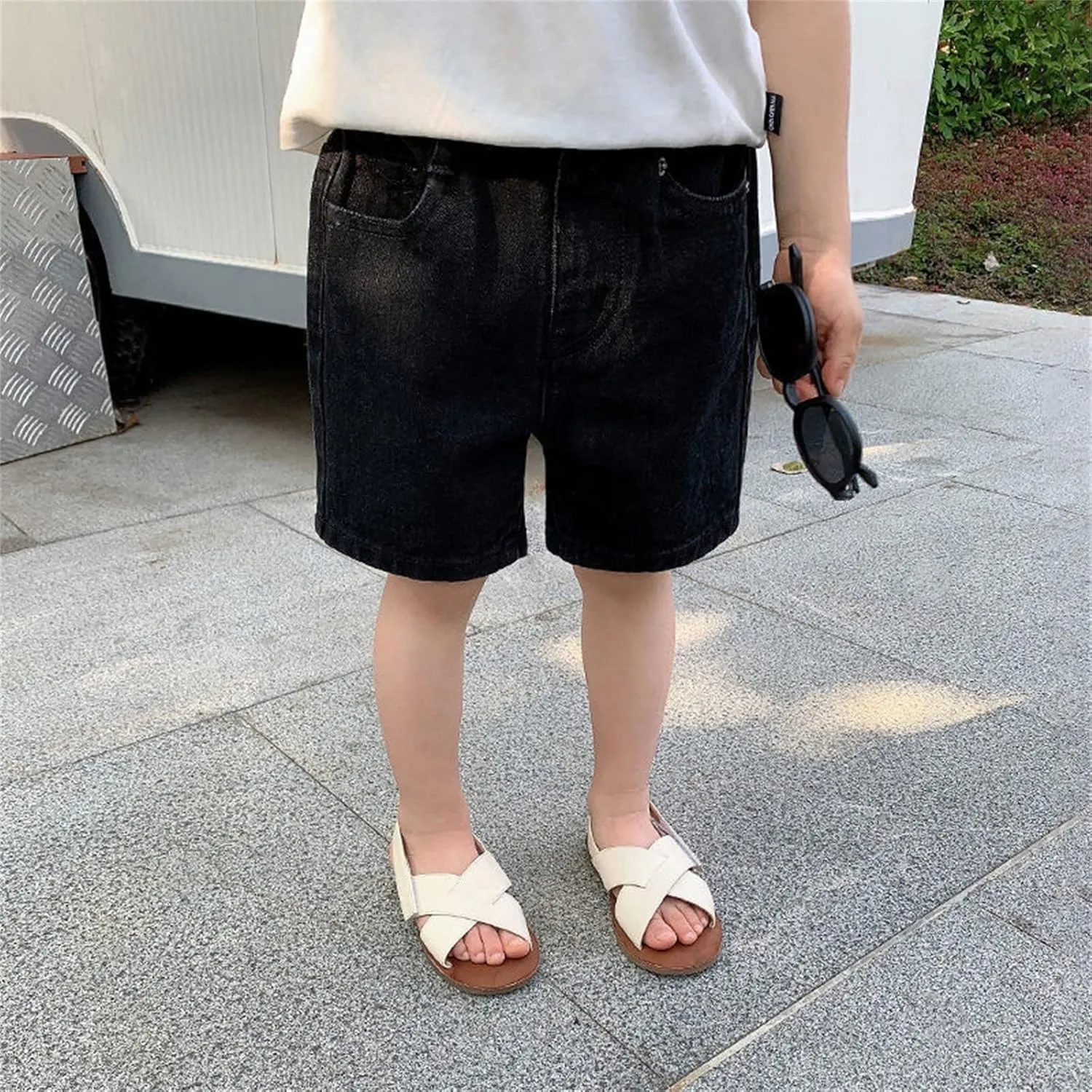 Jeans Shorts for Toddler Boys Loose Denim Pants Little Boy Elastic Waist Jeans Shorts Wide Leg Pants Casual Outfits