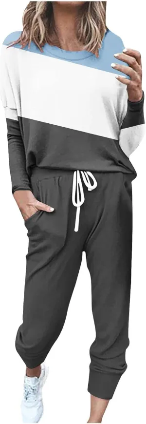 Jogger Sets for Women 2 Piece Sweatsuits Casual Long Sleeve Tops and Pants Sets Plus Size Lounge Tracksuit Loungewear