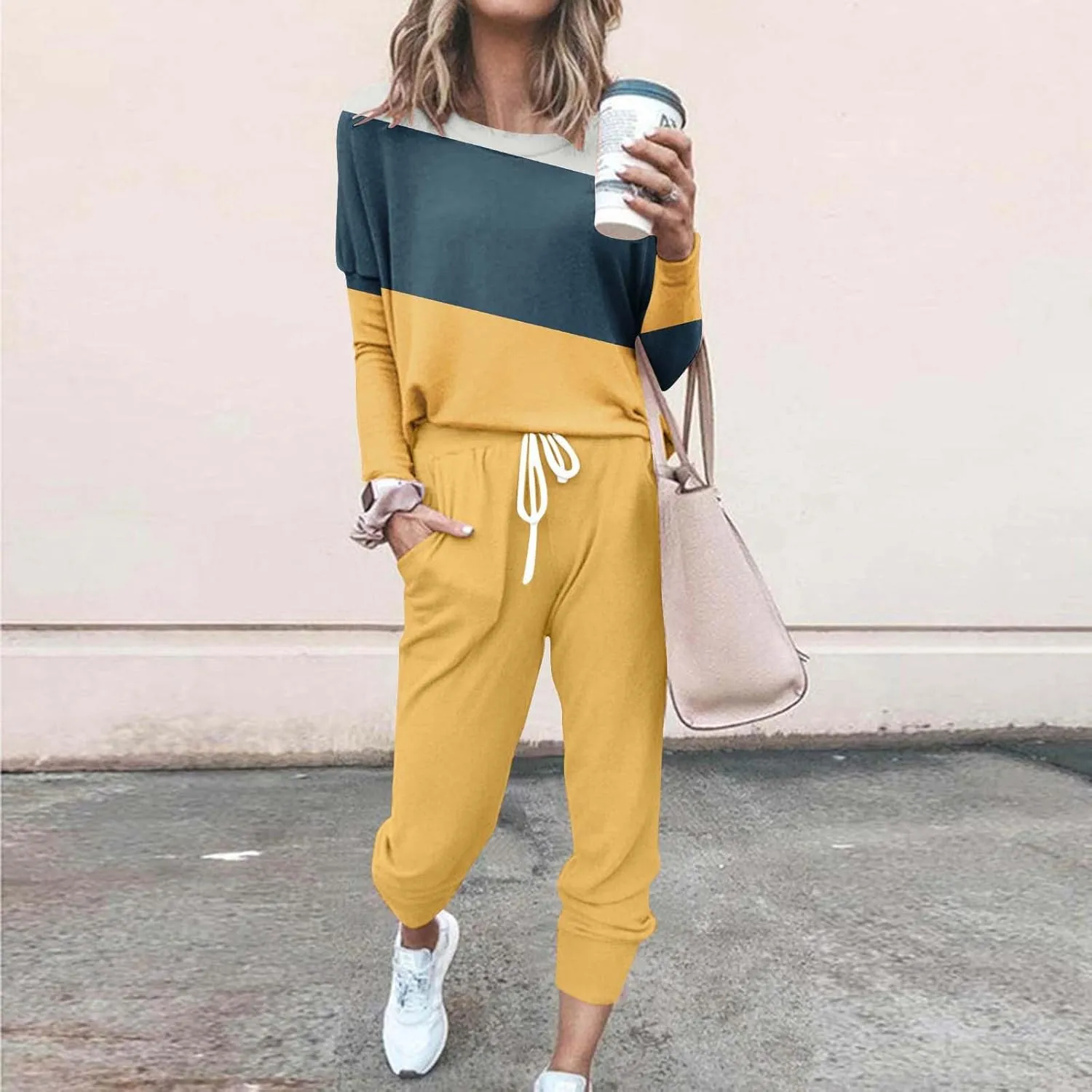 Jogger Sets for Women 2 Piece Sweatsuits Casual Long Sleeve Tops and Pants Sets Plus Size Lounge Tracksuit Loungewear