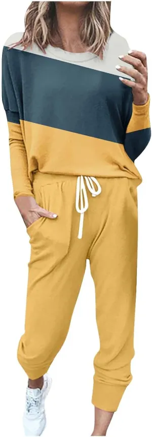 Jogger Sets for Women 2 Piece Sweatsuits Casual Long Sleeve Tops and Pants Sets Plus Size Lounge Tracksuit Loungewear