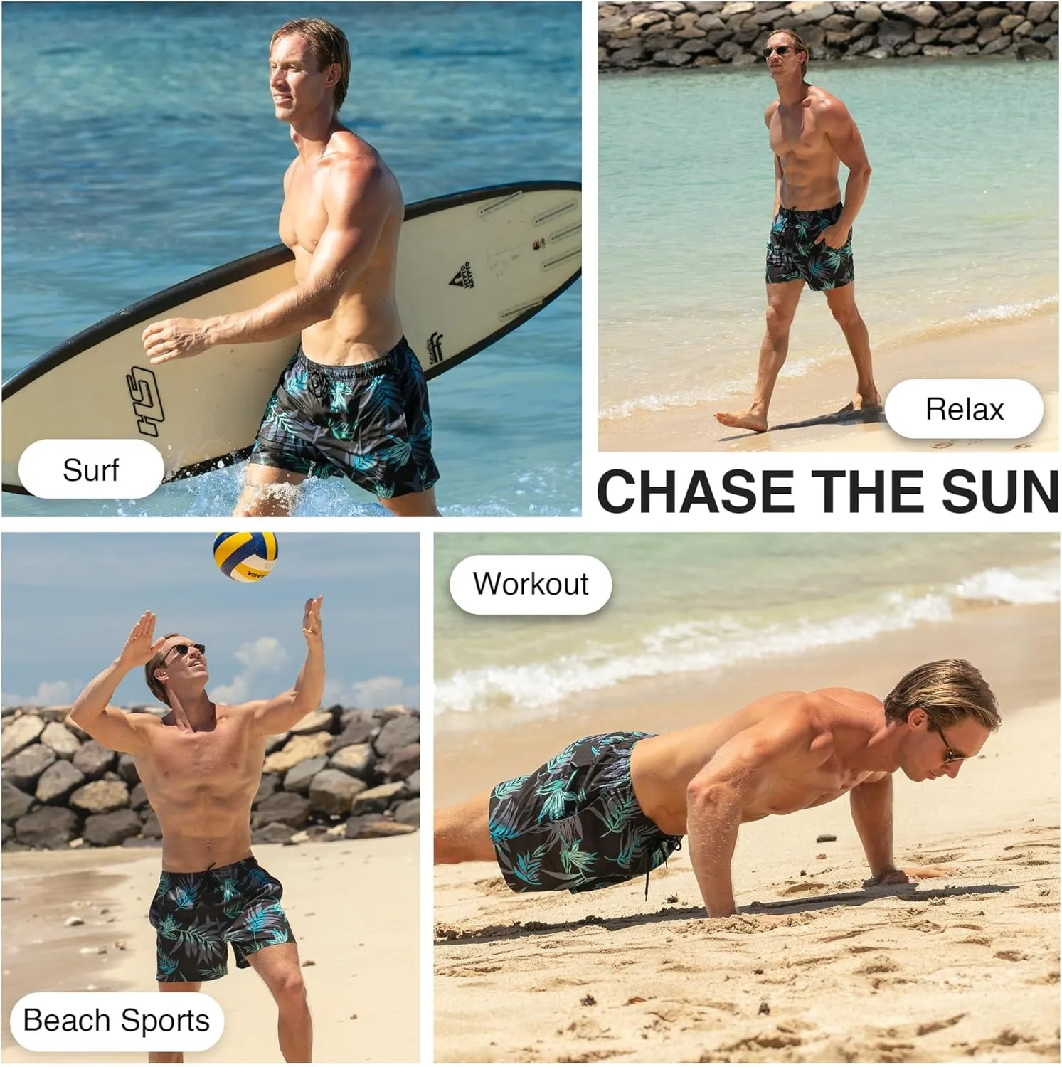 Kanu Surf Men's Adventure Swim Trunks with Compression Liner 5-inch Inseam Quick Dry Stretch Bathing Suit
