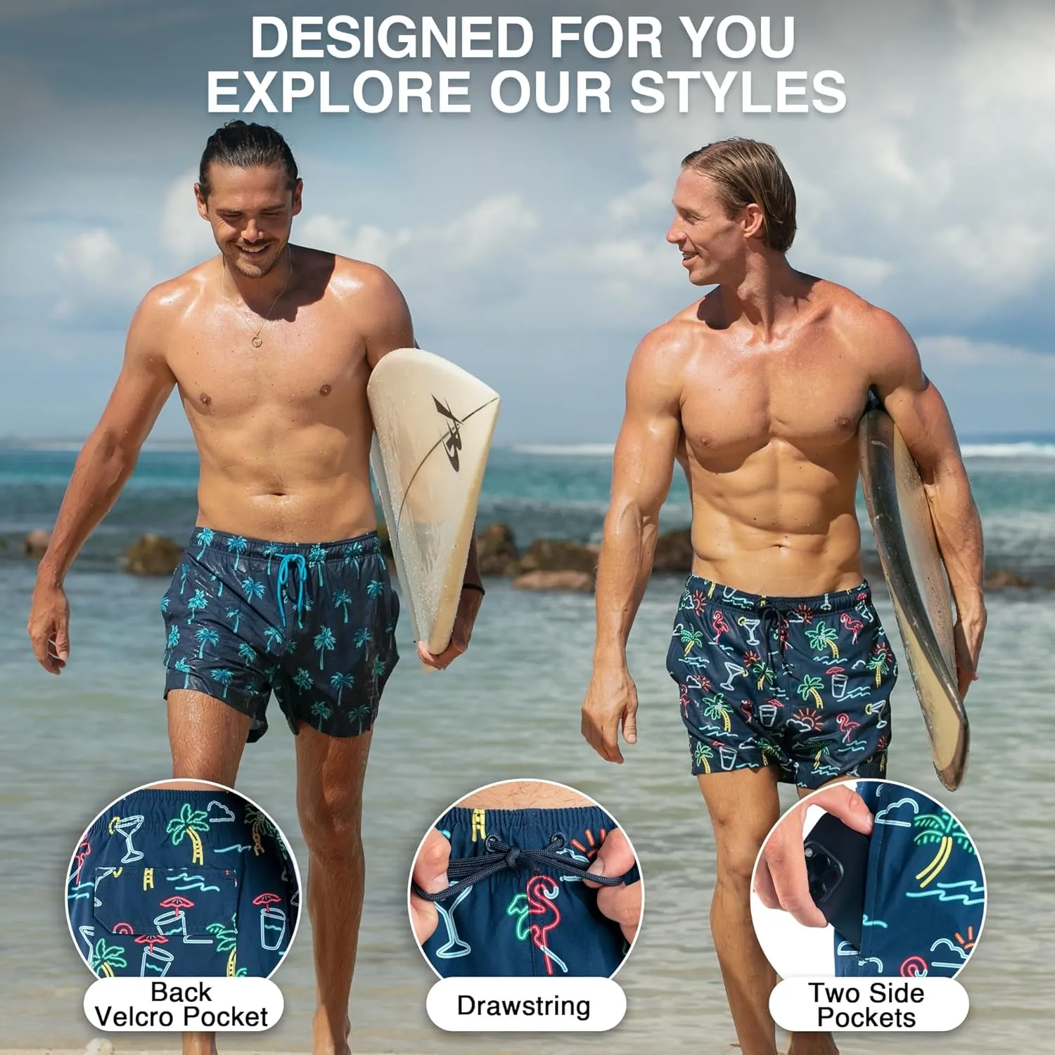 Kanu Surf Men's Adventure Swim Trunks with Compression Liner 5-inch Inseam Quick Dry Stretch Bathing Suit