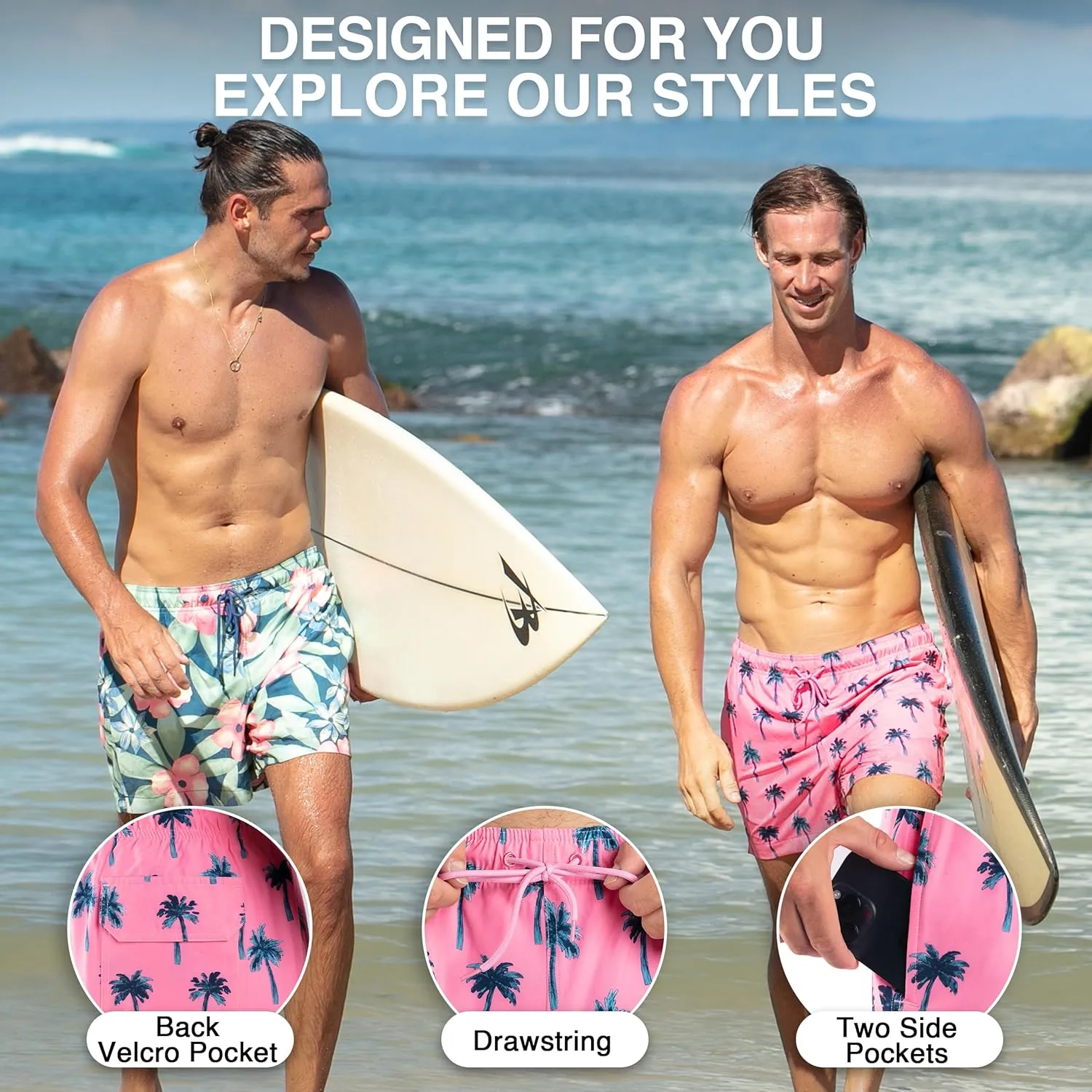 Kanu Surf Men's Adventure Swim Trunks with Compression Liner 5-inch Inseam Quick Dry Stretch Bathing Suit