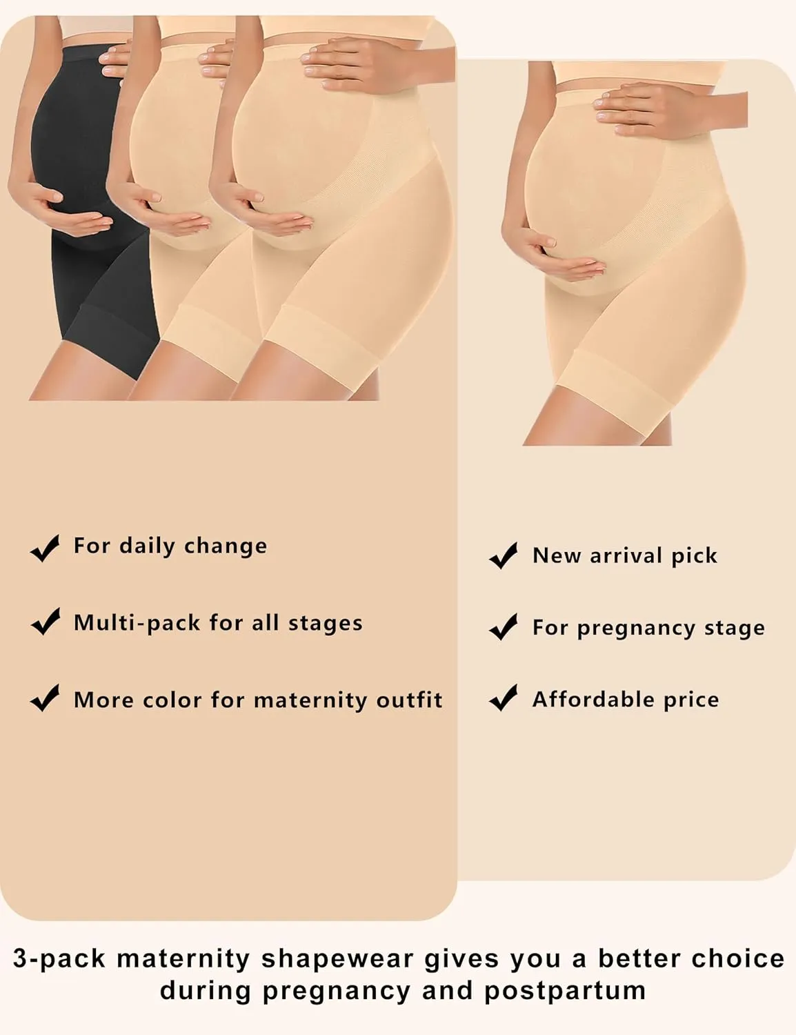 KIM S Shape Your Bump Seamless Maternity Shapewear for Dress, Pregnancy Postpartum Prevent Chafing Support-Underwear
