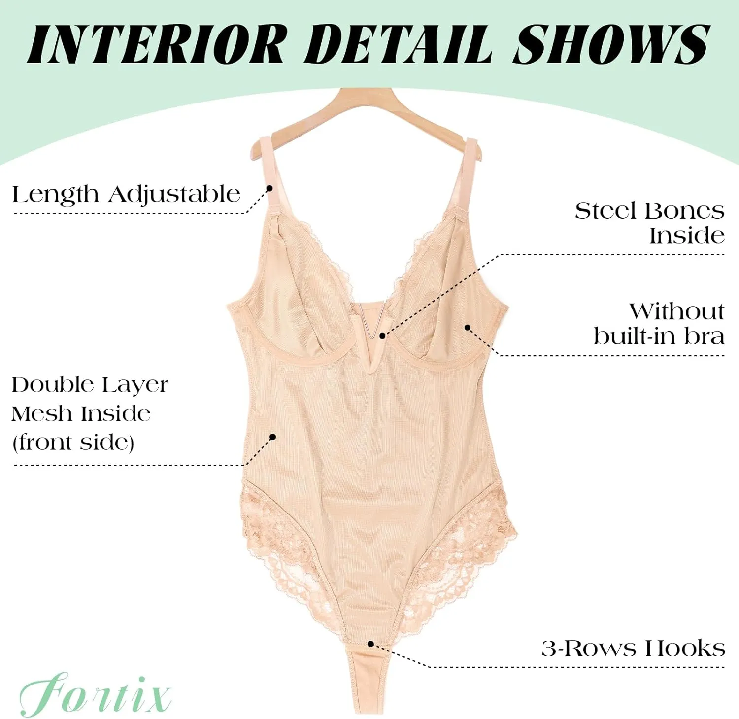 Lace Thong Shapewear Bodysuit Full Body Shaper for Women Tummy Control Thong Bodysuit Seamless Sculpting Underwear