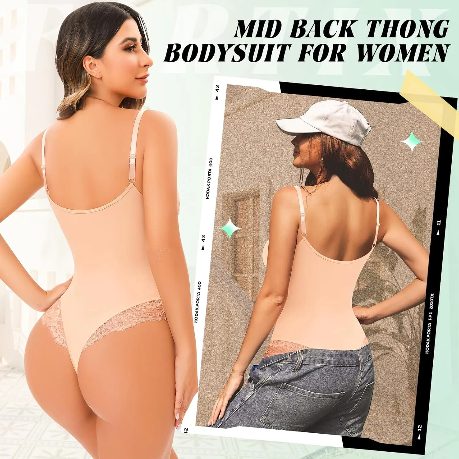 Lace Thong Shapewear Bodysuit Full Body Shaper for Women Tummy Control Thong Bodysuit Seamless Sculpting Underwear