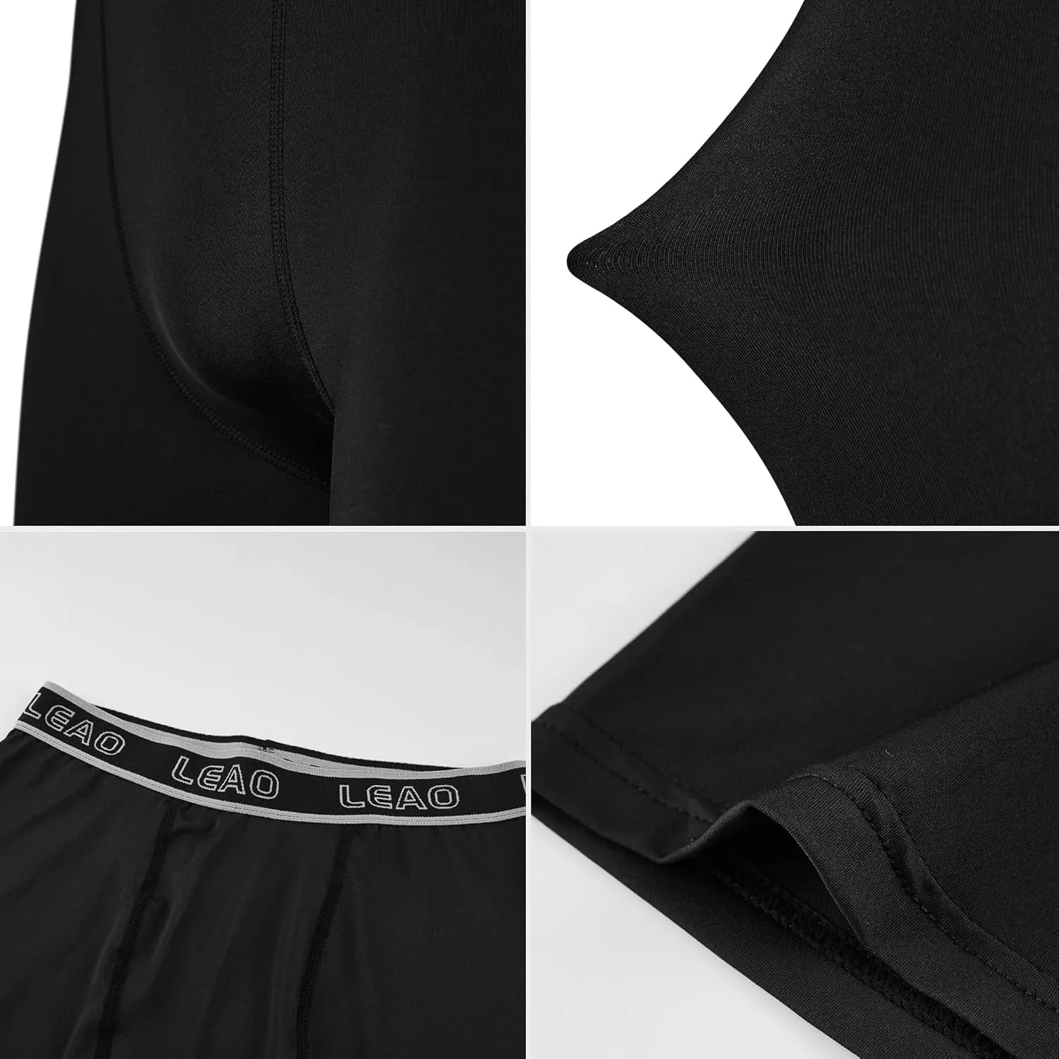 LEAO Youth Boys Compression Shorts 2-pack Performance Athletic Underwear Sports Boxer Briefs