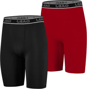 LEAO Youth Boys Compression Shorts 2-pack Performance Athletic Underwear Sports Boxer Briefs