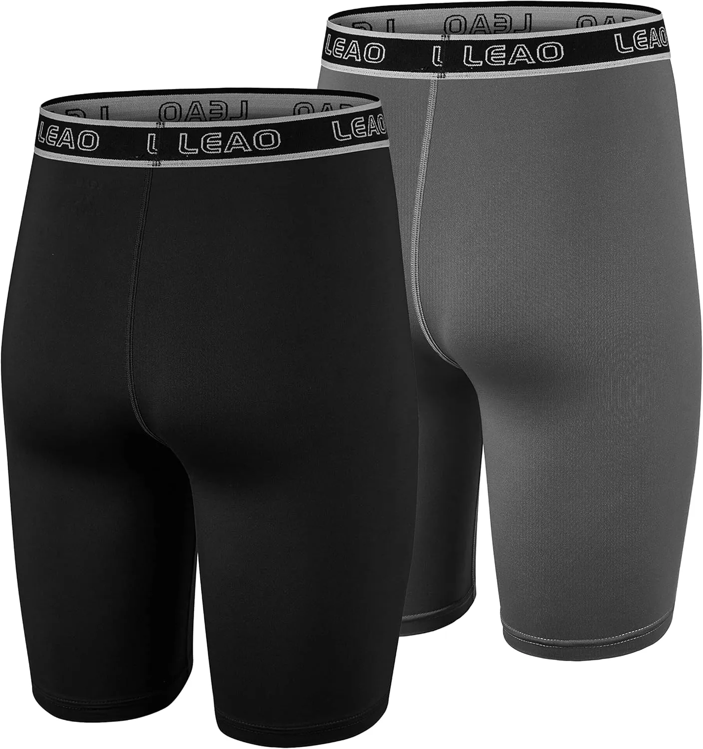 LEAO Youth Boys Compression Shorts 2-pack Performance Athletic Underwear Sports Boxer Briefs