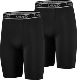 LEAO Youth Boys Compression Shorts 2-pack Performance Athletic Underwear Sports Boxer Briefs