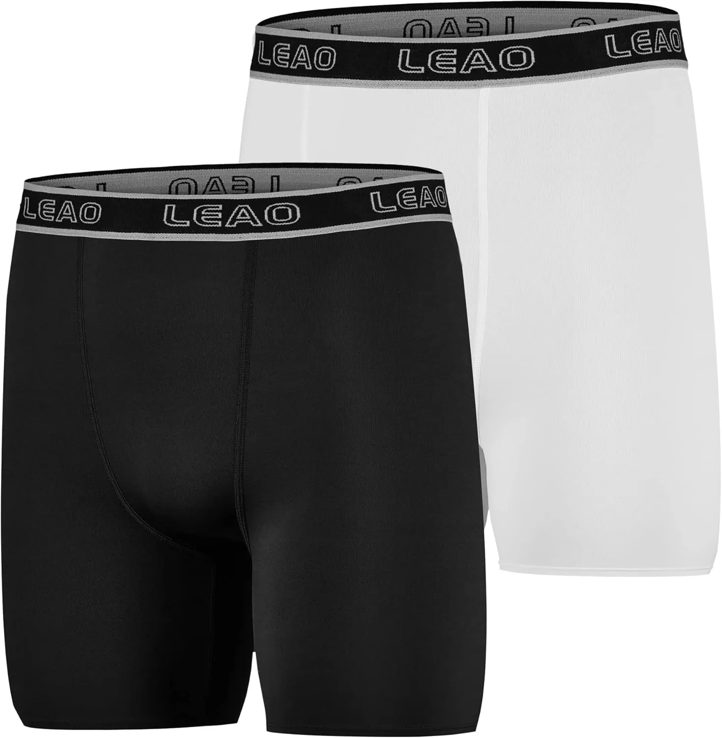 LEAO Youth Boys Compression Shorts 2-pack Performance Athletic Underwear Sports Boxer Briefs