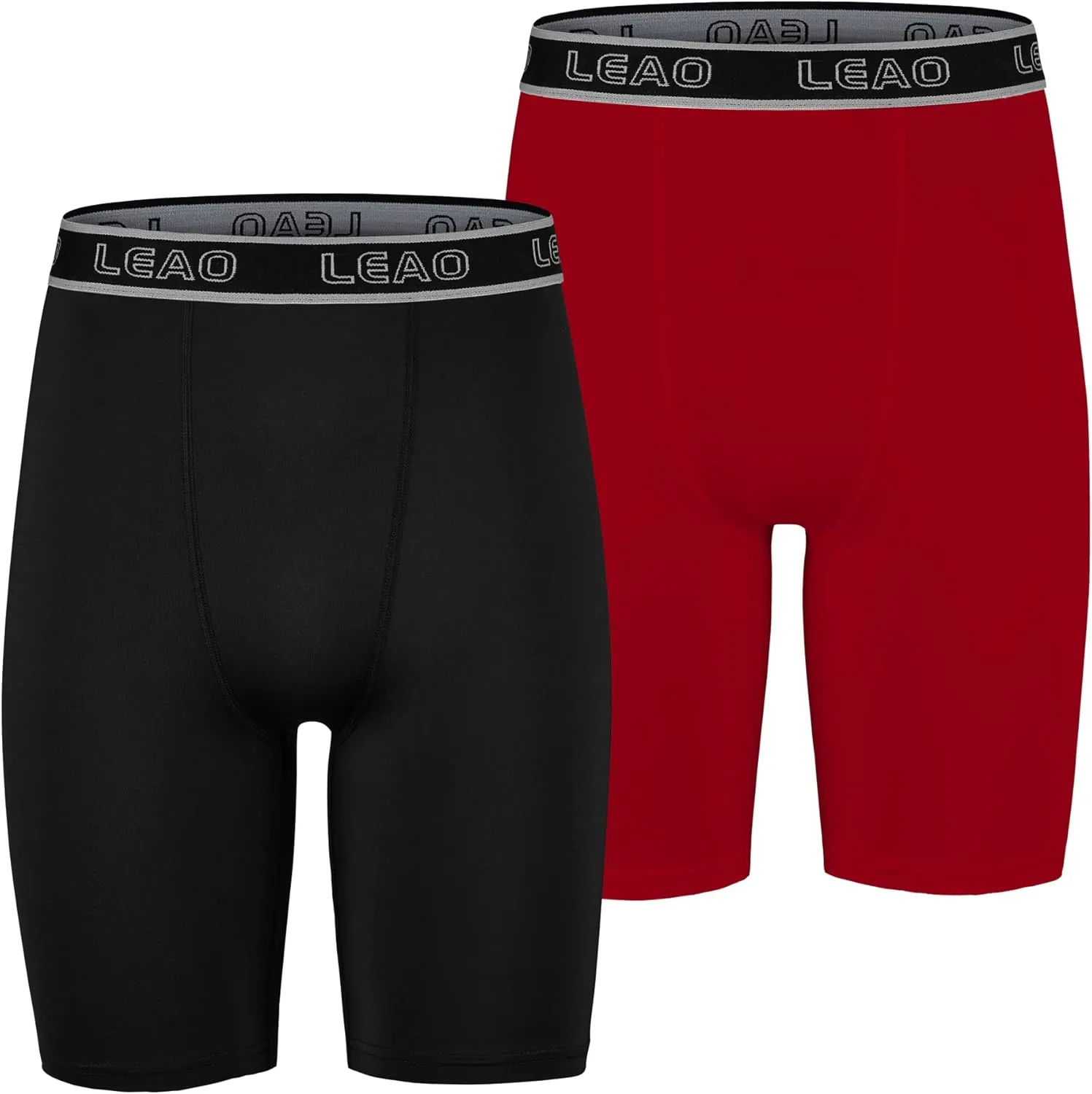 LEAO Youth Boys Compression Shorts 2-pack Performance Athletic Underwear Sports Boxer Briefs
