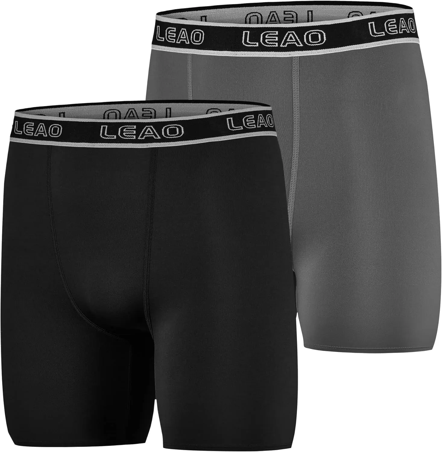 LEAO Youth Boys Compression Shorts 2-pack Performance Athletic Underwear Sports Boxer Briefs