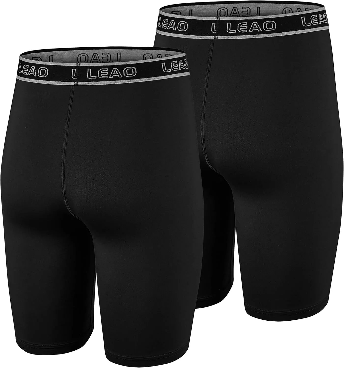 LEAO Youth Boys Compression Shorts 2-pack Performance Athletic Underwear Sports Boxer Briefs