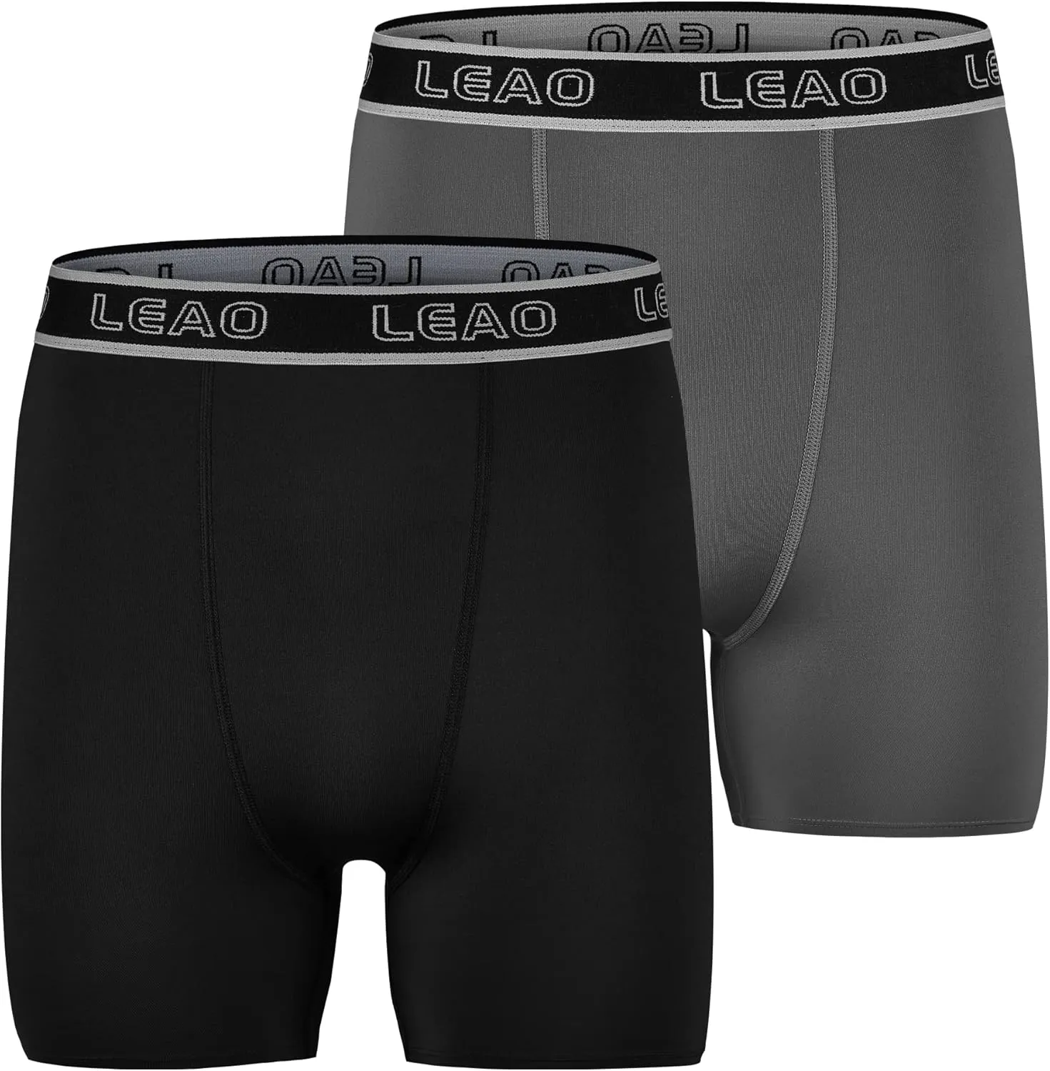 LEAO Youth Boys Compression Shorts 2-pack Performance Athletic Underwear Sports Boxer Briefs