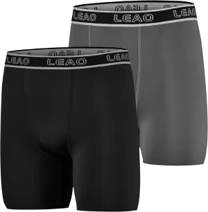 LEAO Youth Boys Compression Shorts 2-pack Performance Athletic Underwear Sports Boxer Briefs