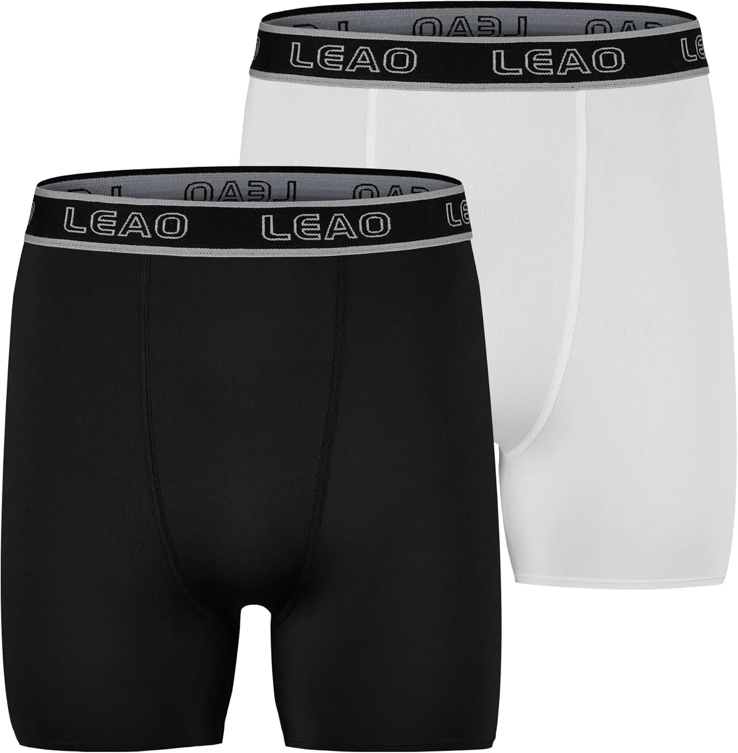 LEAO Youth Boys Compression Shorts 2-pack Performance Athletic Underwear Sports Boxer Briefs