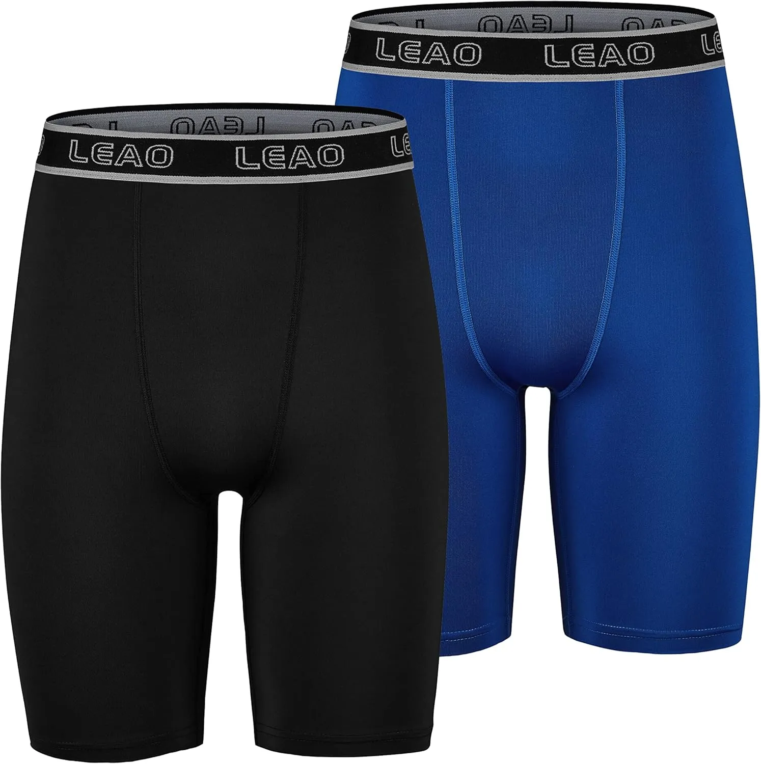 LEAO Youth Boys Compression Shorts 2-pack Performance Athletic Underwear Sports Boxer Briefs