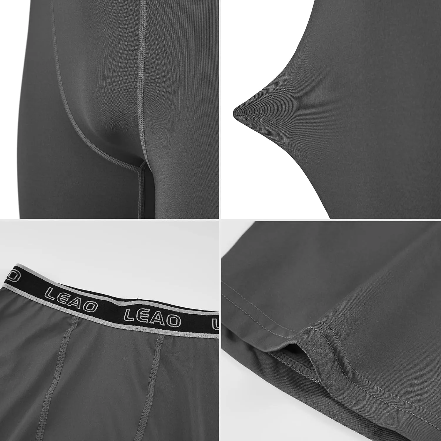 LEAO Youth Boys Compression Shorts 2-pack Performance Athletic Underwear Sports Boxer Briefs