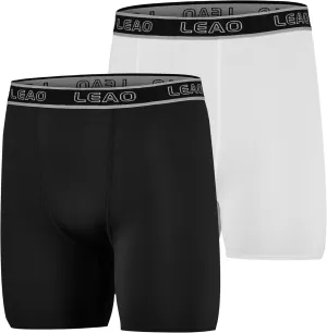 LEAO Youth Boys Compression Shorts 2-pack Performance Athletic Underwear Sports Boxer Briefs
