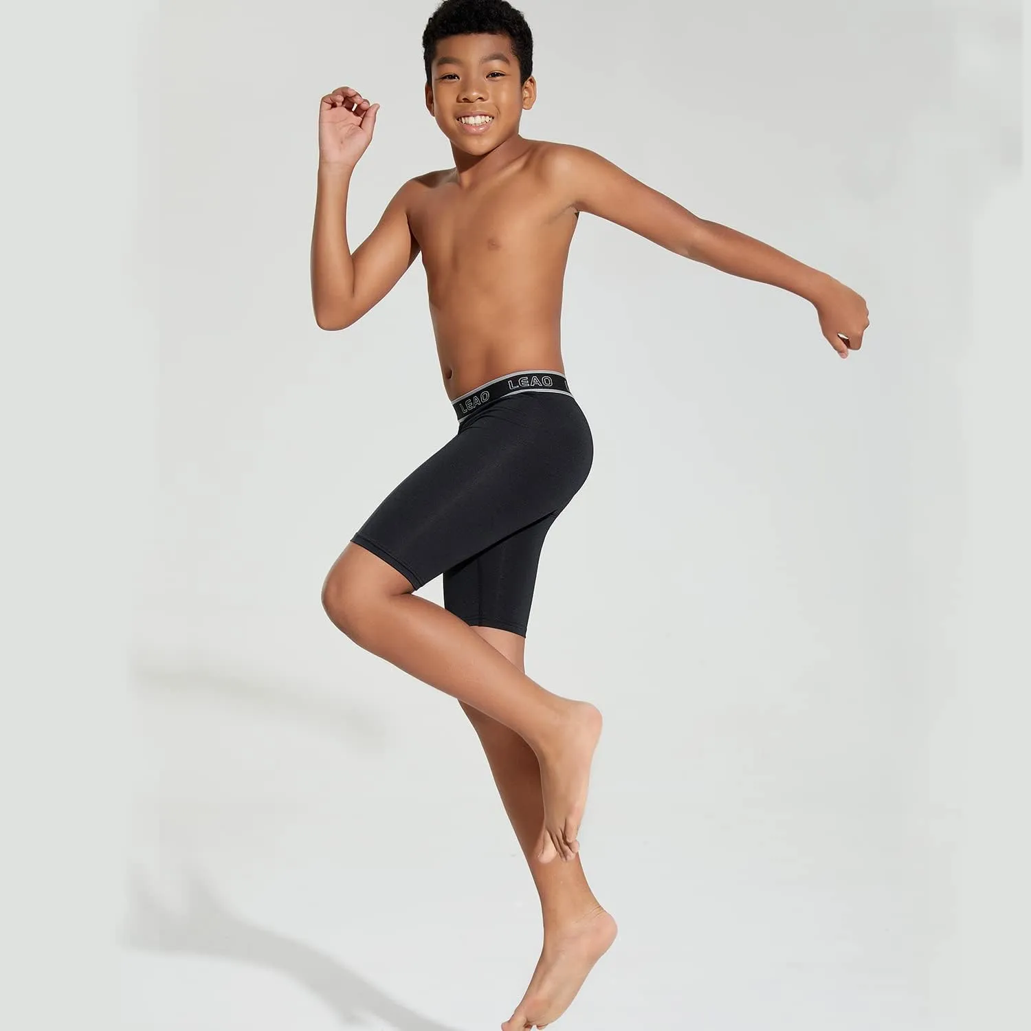 LEAO Youth Boys Compression Shorts 2-pack Performance Athletic Underwear Sports Boxer Briefs