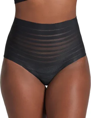 Leonisa Seamless High Waisted Thong Panty with Lace Stripe for Women - Slimming Tummy Control Underwear