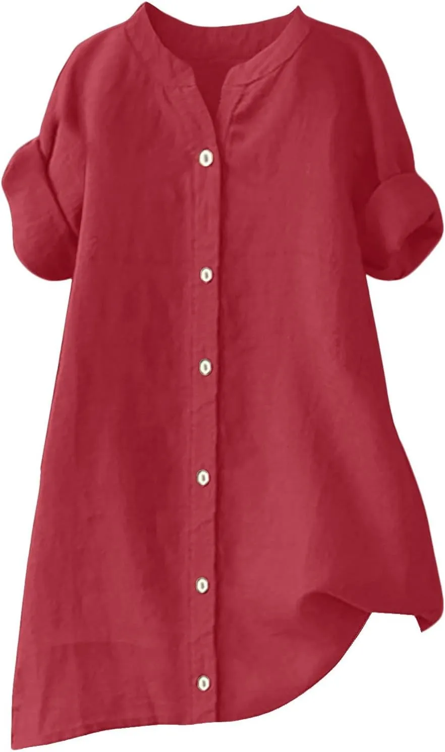 Linen Shirts for Women Summer Button Down Shirts Short Sleeve Oversized Boyfriend Solid Tunic Tops Casual Dressy Tunics