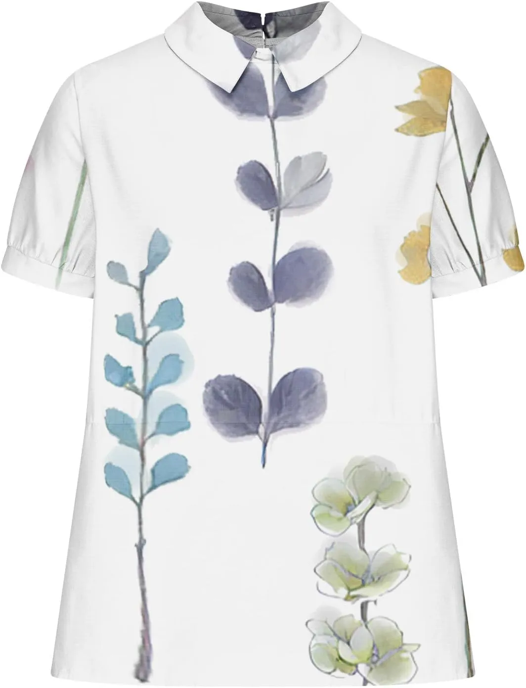 Linen Shirts for Women Summer Lightweight Short Sleeve Tunic Tshirts Cute Collared Tops Business Work Casual Blouses