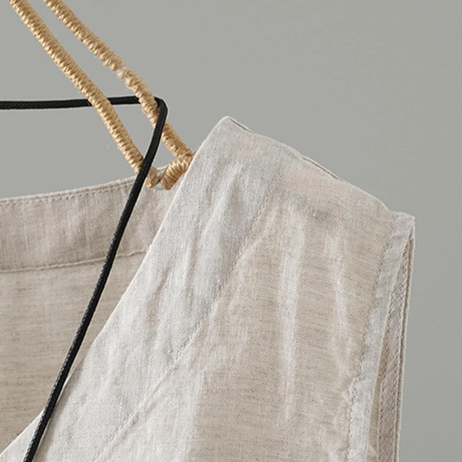 Linen Tank Women Loose Sleeveless V Neck Vacation Solid Color Tunic Tanks Casual Summer Cotton Side Slits Camisole