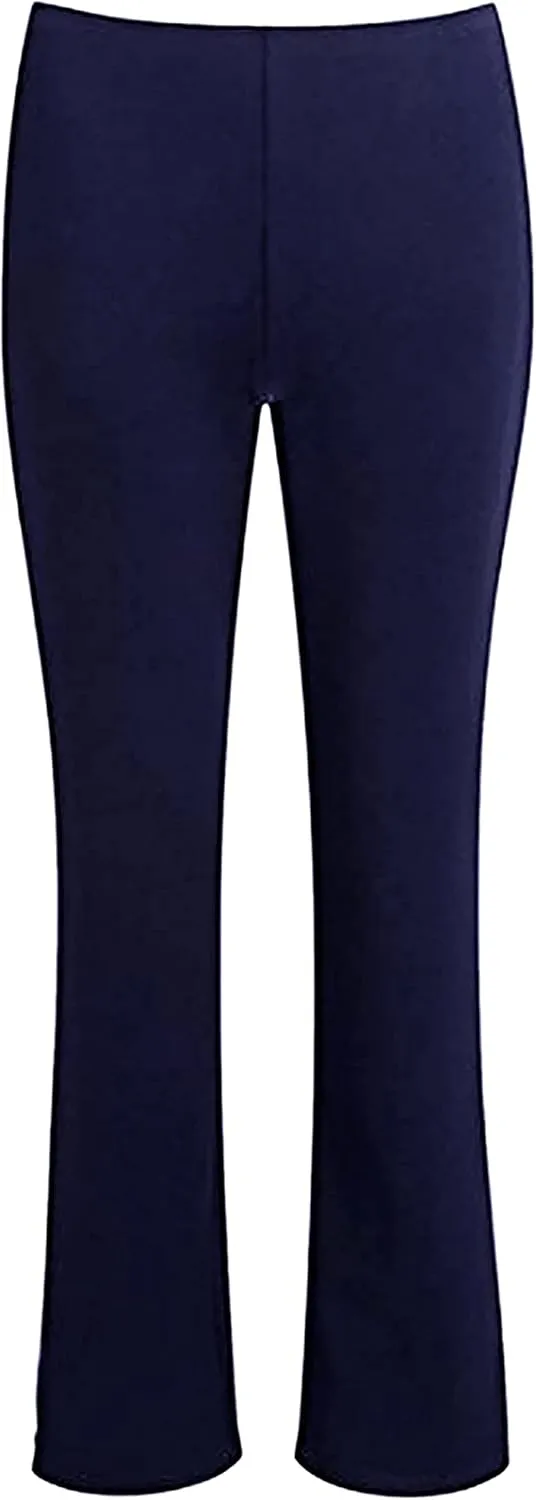 Loxdonz Women's Bootleg Trousers Ladies Bootcut Stretch Finely Ribbed Nurse Carer Work Bottoms Elasticated Waist Pants