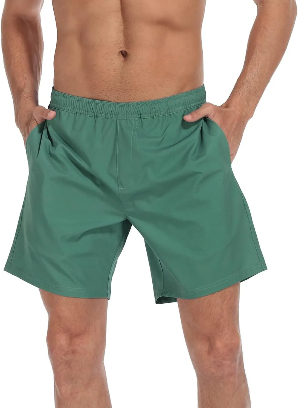 LRD Mens Athletic Workout Shorts with Compression Liner 7 inch Inseam