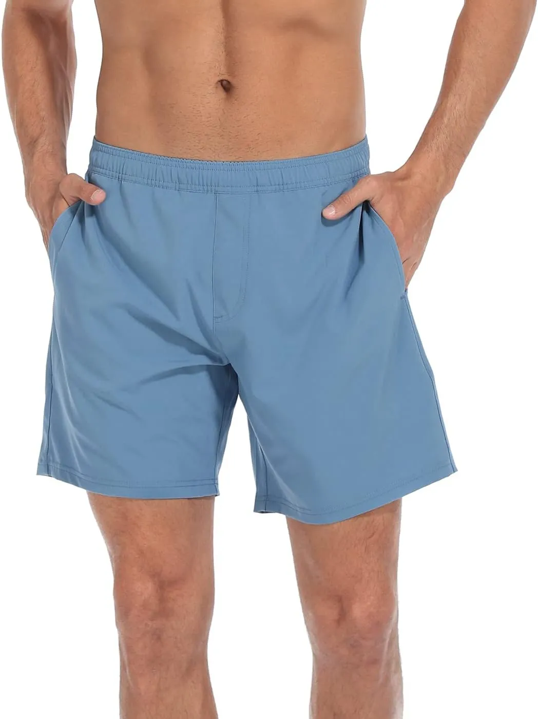 LRD Mens Athletic Workout Shorts with Compression Liner 7 inch Inseam