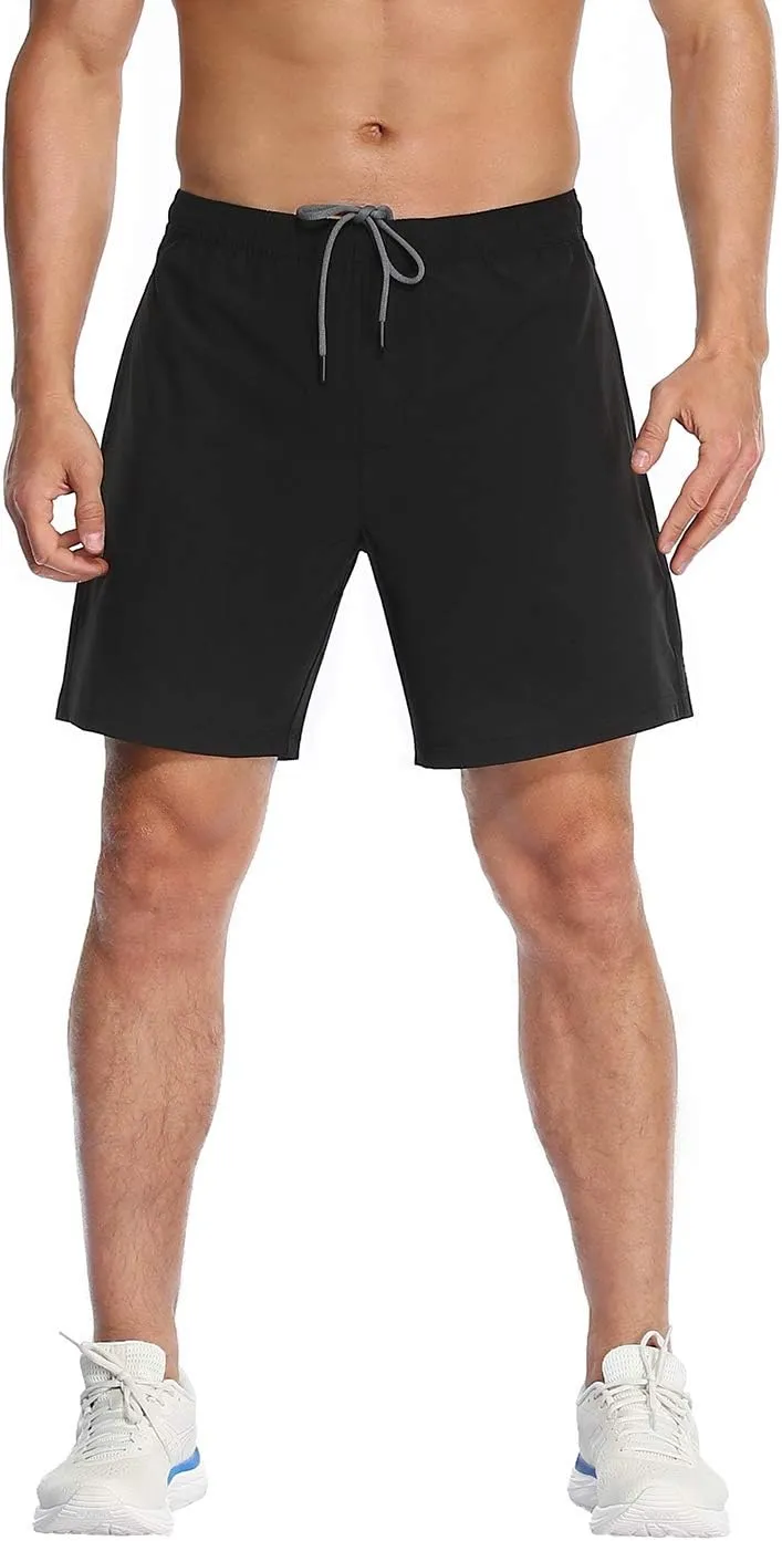LRD Mens Athletic Workout Shorts with Compression Liner 7 inch Inseam
