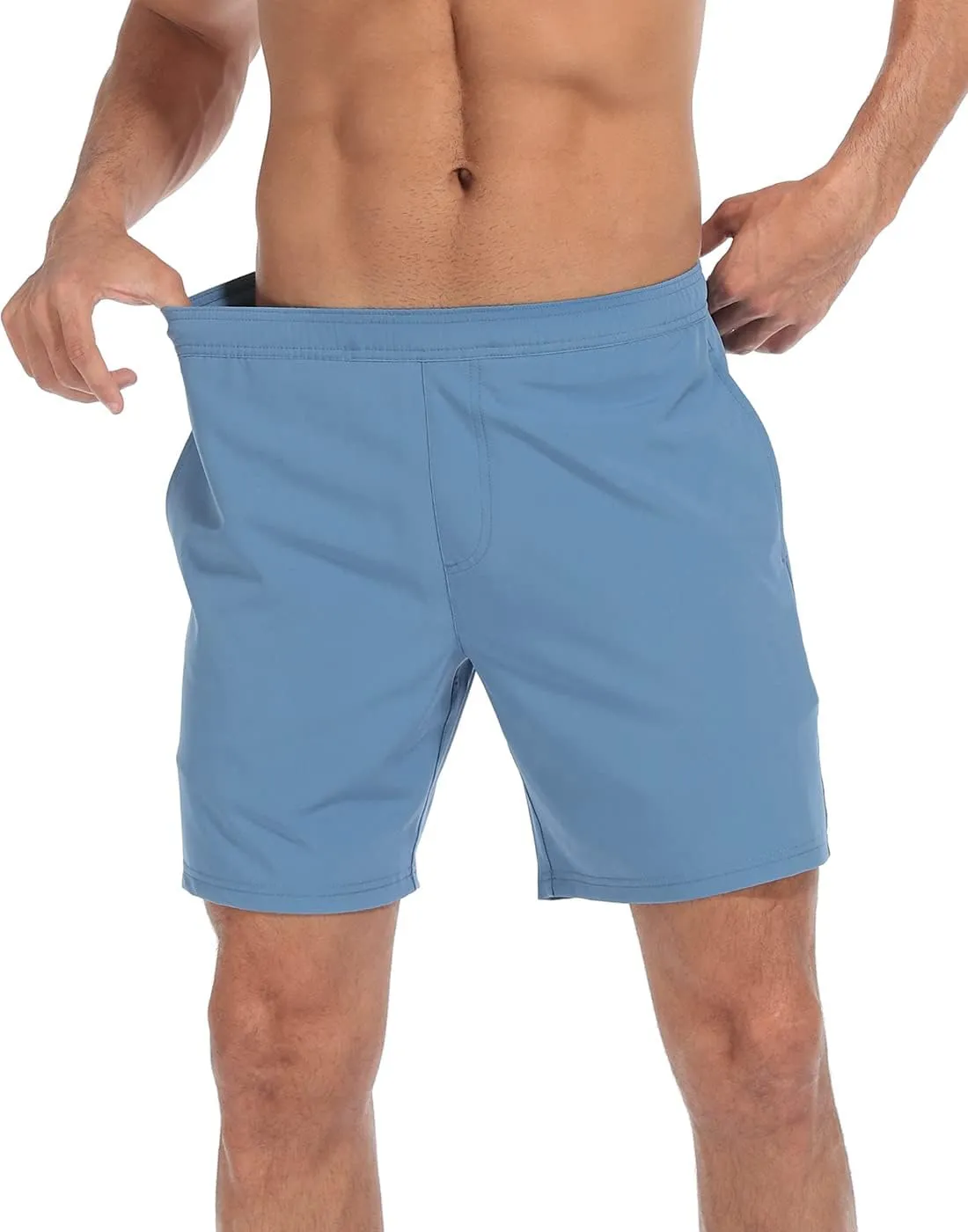 LRD Mens Athletic Workout Shorts with Compression Liner 7 inch Inseam